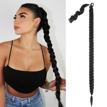 32&quot; Ponytail Extension Long Straight DIY Braided with Hair Tie (32&quot;-1PCS, Black) - £15.28 GBP