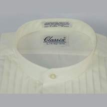 Men's Tuxedo shirt By Classix  Banded Collarless Formal Pleated Front M06 Ivory image 5