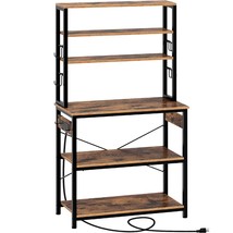 Baker&#39;S Rack With 4Ac Power Outlet, Microwave Oven Stand With 10 Hooks, 6-Tier K - £122.29 GBP
