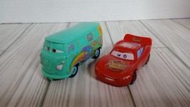 Disney Cars Lot Of 2 Lighting McQueen And Filmore Plastic Toy Cars - £5.42 GBP