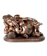 RECLINING GANESHA STATUE Hindu Elephant God Deity Icon High Quality Bron... - $49.95