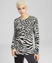 Charter Club Cashmere Animal-Print Sweater, Multicolor, Size Medium - £70.10 GBP