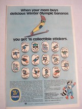 1980 Color Ad Chiquita Brand Bananas Winter Olympic Stickers - £6.38 GBP