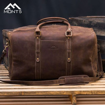 LE Dark Brown Classic Leather Carry On Duffel Bag - £124.33 GBP