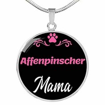 Affenpinscher Mama Necklace Circle Pendant Stainless Steel Or 18K Gold 1... - £35.00 GBP