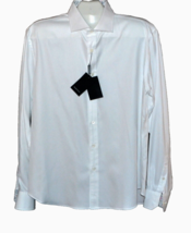 Bugatchi Men&#39;s White Herringbone Design Cotton Shirt Size US XL - £86.66 GBP