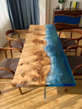 Walnut resin slabs river customized design table desk - £3,137.46 GBP