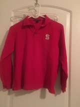 NC State Wolfpack Boys Polo Shirt Large Red Collared Port Authority Long Sleeve - £28.95 GBP
