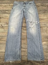 Buckle Bke Jeans Mens 33/33 Long Blue Tyler Straight Leg Jeans DESTROYED/TRASHED - £11.62 GBP