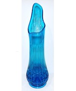 LARGE VINTAGE LE SMITH MCM THOUSAND EYE BLUE 22 1/2&quot; SWUNG GLASS VASE ~G... - $494.99