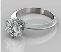 1ct Round Cut Moissanite Ring 14k White gold Finish GRA Certificate - £43.29 GBP