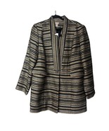 Chico&#39;s NEW Black Gold Striped Metallic Long Jacket Sz 3 Tweed Button 16/18 - £50.38 GBP