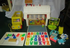 Vintage Fisher Price Little People Play Family School House/ bus - loaded  - £151.32 GBP