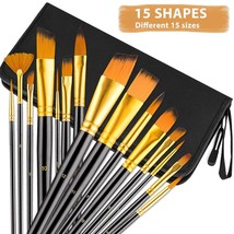 Long Handle Artist Paint Brushes W/Travel Holder (15 In 1 Set) For Art S... - $57.94