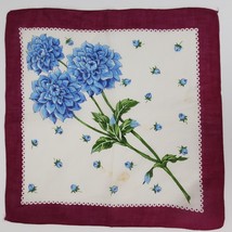 Vintage Handkerchief Blue Mums Floral Approx 12x12 Inch - £10.01 GBP