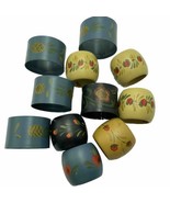 Wood and Metal Napkin Rings Hand Painted Lot of 11 Florals Hearts Pineap... - $39.66 CAD