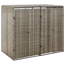 vidaXL Double Wheelie Bin Shed Gray 55.1&quot;x31.5&quot;x46.1&quot; Poly Rattan - €404,31 EUR