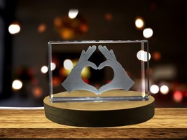 LED Base included | Hands Forming a Heart 3D Engraved Crystal 3D Engraved Crysta - £31.96 GBP+