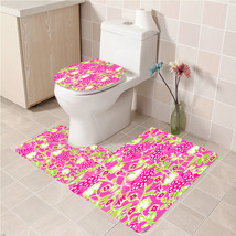 3Pcs/set Bloomers Lilly Bathroom Toliet Mat Set Anti Slip Bath Floor Carpet - £26.54 GBP+