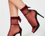 INC Women&#39;s 2-Pack Sheer Bow-Back Anklet Fashion Socks Burgundy One Size - $12.97