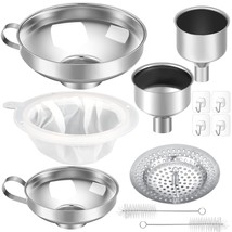 12 Pcs Stainless Steel Canning Funnel Set For Wide And Regular Narrow Mouth Maso - £27.17 GBP