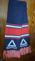 Reebok Scarf Unisex Red White Blue Fringe Logo Blended Fabric Approx 47&quot;Lx7.5&quot;W - $3.00