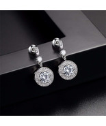 Crystal &amp; Cubic Zirconia Halo Round Drop Earrings - £12.67 GBP