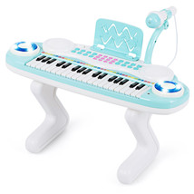 Z-Shaped Kids Toy Keyboard Piano 37 Keys Electronic Light w/Microphone Blue - £45.12 GBP