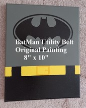 Batman Logo Utility Belt Original Painting on Canvas signed by artist - $260.95 MXN