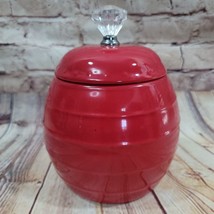 Charming Home Storage Jar/ Container with Lid Red Clear Knob Ceramic Sal... - $14.21