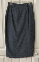 Norton McNaughton Vintage Sz 10 Long Skirt Gray Straight Lined Partial Wrap - £11.09 GBP