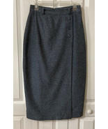 Norton McNaughton Vintage Sz 10 Long Skirt Gray Straight Lined Partial Wrap - £10.92 GBP
