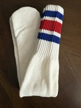 Men’s Vintage Tube Socks - Extra Long 21” Over The Calf Red &amp; Blue Strip... - $19.60
