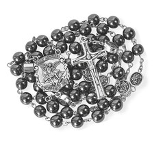 Nazareth Store Hematite Rosary Black Stone Beads Necklace - £43.00 GBP