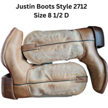 Justin Western Boots 2436 Brown Patent Leather Mens 10 D Pre-loved image 6