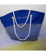 Estee Lauder Blue Nautical Beach Bag Large Tote Vintage With Netting In ... - £15.82 GBP