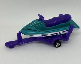 1998 Matchbox Beach Purple Teal &amp; White Watercraft With Trailer Toy 51/1... - $2.84