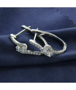 925 SILVER 2CT ROUND CUT LAB CREATED DIAMOND WOMENS HOOP EARRING - £71.31 GBP