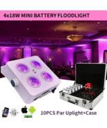 10PC 4x18W RGBWAUV Stage Par Light Rechargeable Wireless Battery Uplight... - $820.76