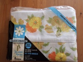 Penn Prest Fashion Manor Twin Flat Bed Sheet Muslin Sunbeam Flower Power... - £15.78 GBP