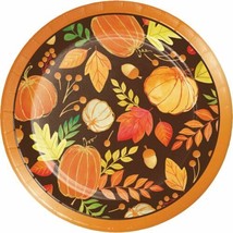 Give Thanks 8 Ct 7&quot; Dessert Cake Plates Thanksgiving Leaves Foil Stamp - £3.12 GBP