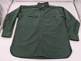 Vintage LL Bean Flannel Shirt Mens Xl Forest Green Thick Cotton Chamois 90s - $19.79
