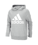 adidas Big Boys Logo-Print Cotton Hoodie Grey Heather S 8 - $20.78