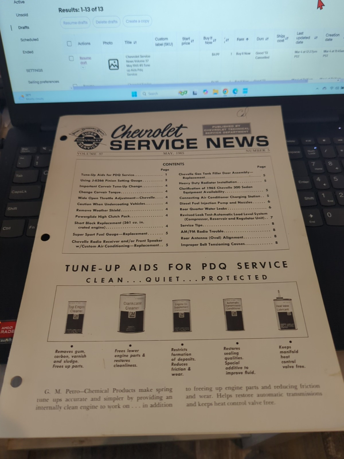 Chevrolet Service News Volume 37 May 1965 #5 Tune up Aids Pdq Service - $6.92