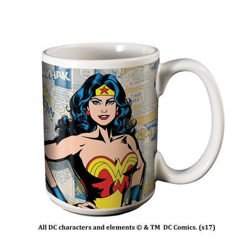 Primary image for DC Comics Wonder Woman Figure Over Comic Strips Ceramic Coffee Mug NEW UNUSED
