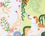 Set of 2 Different Cotton Printed Towels(15x26&quot;)SPRING FLOWERS &amp; DOG ON ... - £12.04 GBP