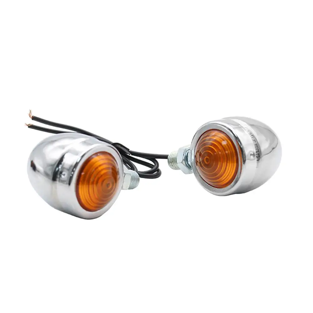 12V Motorcycle Universal 1 Pair Mini Retro Motorcycle Turn Signal Lights 1-Wire  - £102.01 GBP