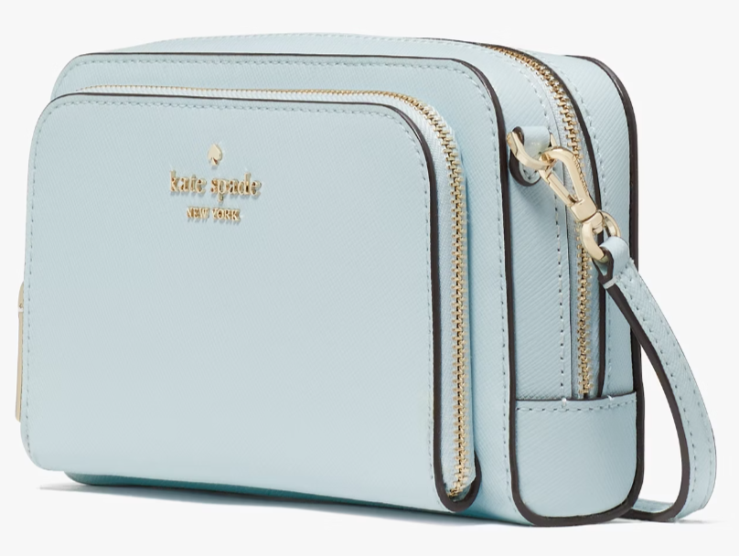 Kate Spade Stacie Dual Zip Crossbody Bag Light Blue Leather Purse KG036 NWT FS