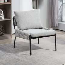 Modern Grey Accent Lounge Chair - Braided Upholstery, Metal Frame - $2,833.08 MXN