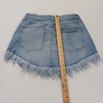 Celebrity Pink RN#133647 Juniors Women's 7/28 Blue Cotton Frayed Denim Skirt  image 6